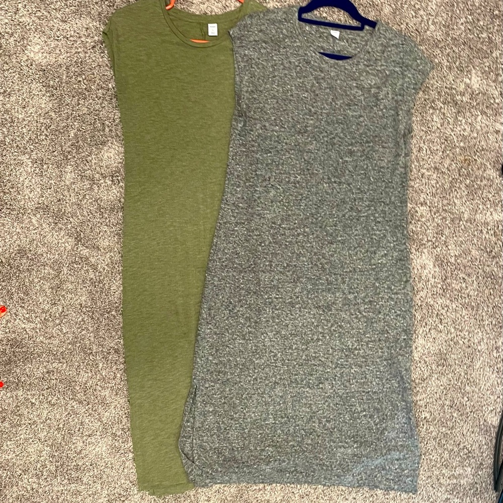 Slub-knit Midi Shift Dress Set of 2 size Small